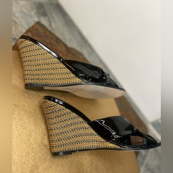 Eric Javits~Real Patent Leather Knotted Slip-On Wedge Sandals~Size 9 1/2 M - Picture 10 of 13